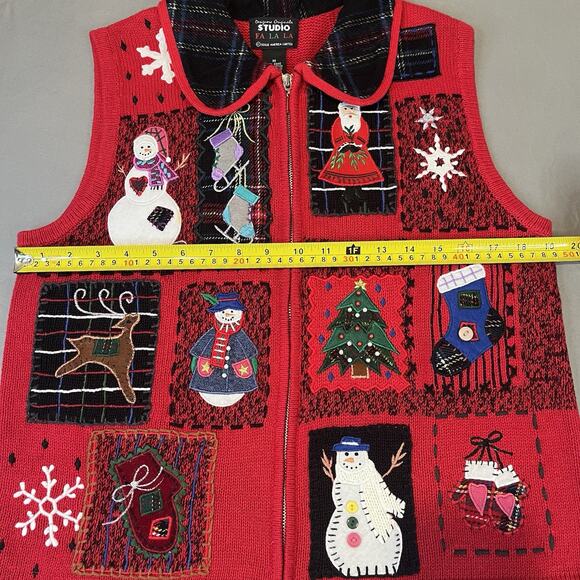 Vintage Designer Originals Fa La La Studio Christmas Sweater Vest Medium - Picture 8 of 8